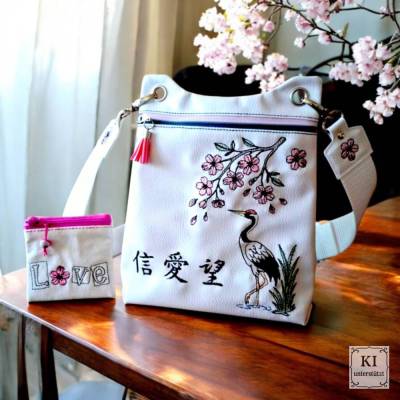 Stickdateien Set Japan – Kirschblüten, Kraniche & ITH-Anhänger ab 10x10 Rahmen