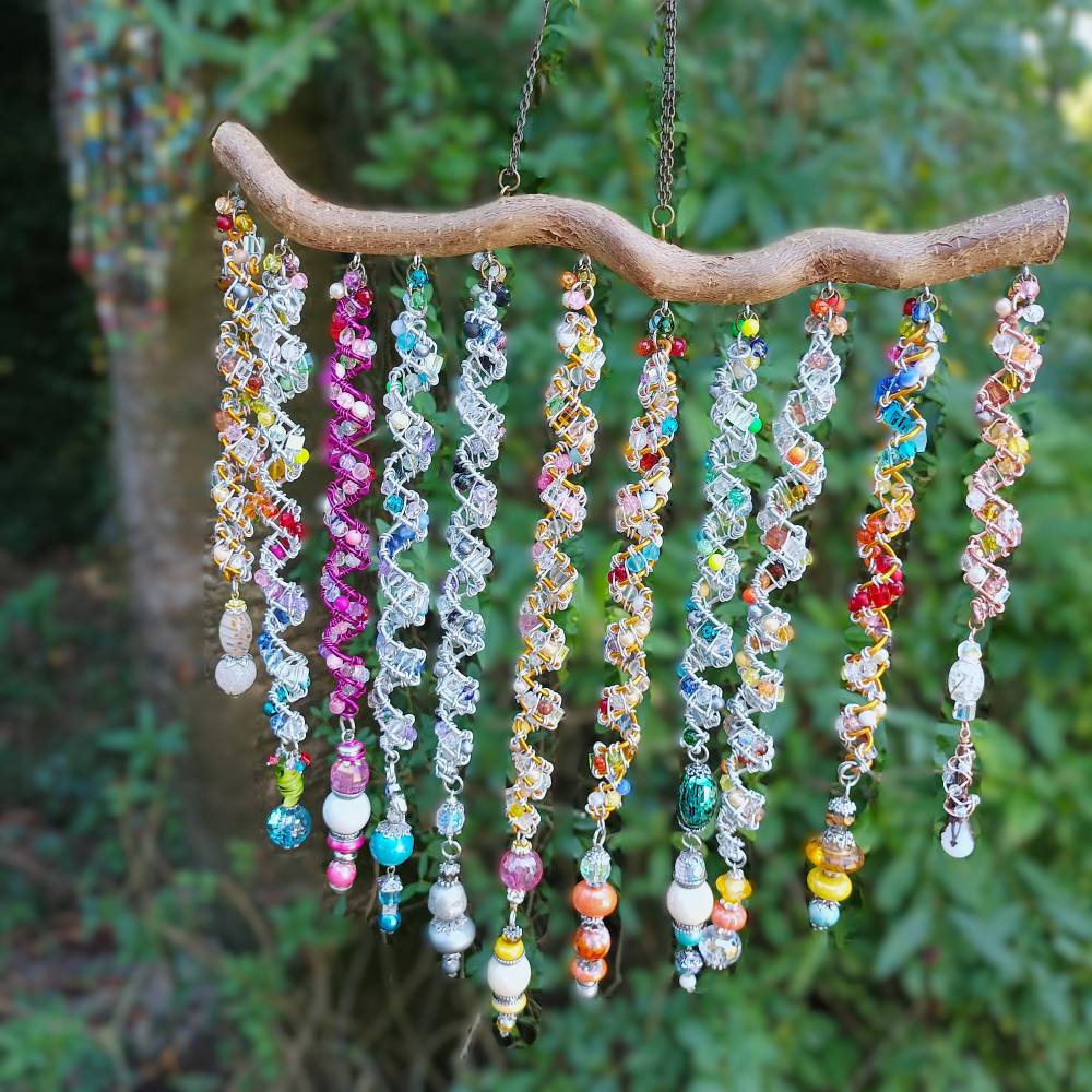Großer bunter Suncatcher boho Fensterdeko – Funkelnder handmade Sonnenfänger Gartendeko Geschenk