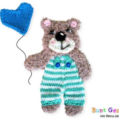 Bär, gestrickte Applikation, Bär Applikation, Tierapplikation, Applikation für Pullover, Aufnäher