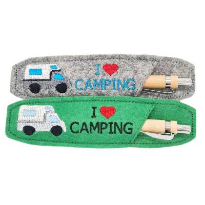 Stickdatei Etui für Kugelschreiber Wohnwagen – ITH Kulli-Hüllen Camping