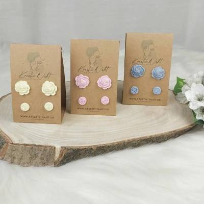 Ohrstecker „Blumen / Rund “ 2er-Set (aus hypoallergenem Edelstahl, Nickelfrei) verschiede Farben