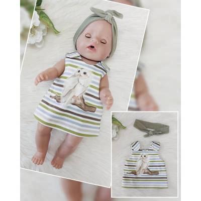 Puppen Kleid inkl. Haarband „Eule" mit Klettverschluss