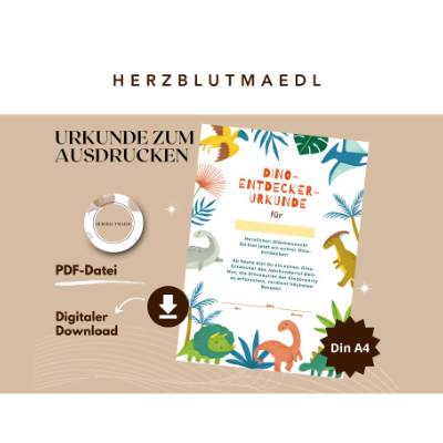 Dino-Urkunde für Kinder – Dino-Geburtstagsurkunde als Mitgebsel & Andenken für Dino-Partys & Dino-Abenteuer