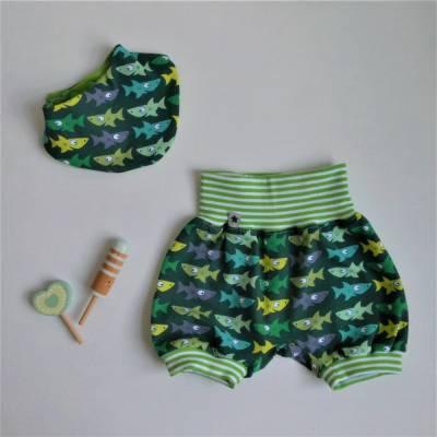 Zweiteiliges Babyset FISCHLI Gr. 68/74 aus Jersey – Handarbeit von zimtblüte, sofort versandfertig