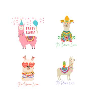 No Drama Lama Bundle PNG SVG Datei - Download Plotterdatei - Plotter File - Part Lama Alpaka