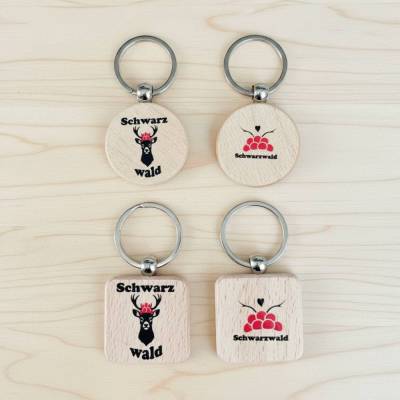 Schlüsselanhänger Schwarzwald aus Holz – Geschenkidee & Souvenir mit regionalen Motiven, SAHRE-5-8