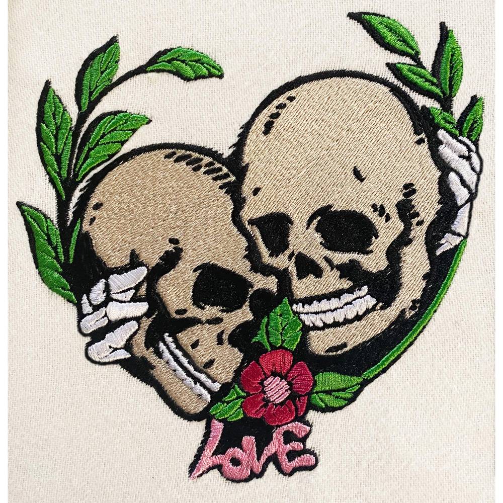 Stickdatei Totenkopf Love in 5 Größen, Maschinenstickerei, Stickmuster mit Skull-Motiv Bild 3