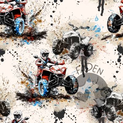 Stoff Meterware - Quad, Fahrzeug, Rennen, Rennsport, Sport - Exklusive Eigenproduktion