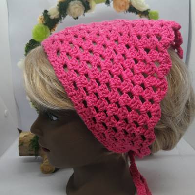 Kopftuch, pink für Mädchen und/oder Frauen, gehäkelt