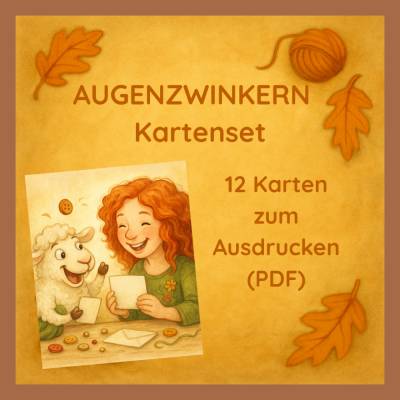 Kartenset „Augenzwinkern“ – 12 liebevoll gestaltete Karten (PDF) zum Selbstausdrucken & Schmunzeln