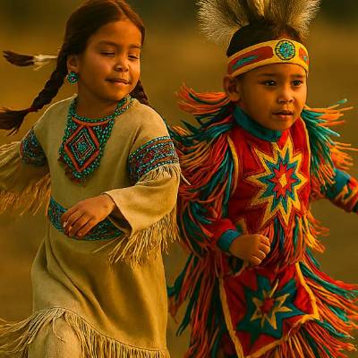 Powwow-Tanz mit Vielfalt - Kinder