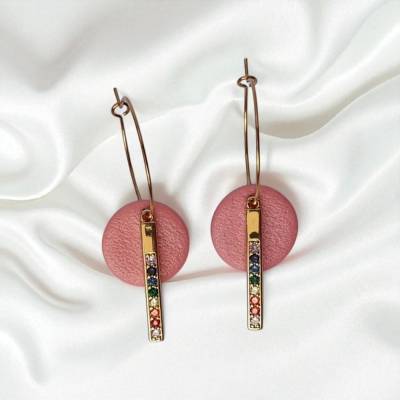 runde Hänger 18k-vergoldet / Polymerohrringe