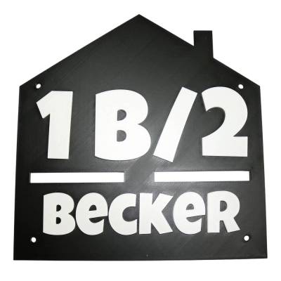 individuelle Hausnummer, Hausnummernschild, mit Namen personalisierbar, Schrift ausgetragen (erhöht), Farbauswahl