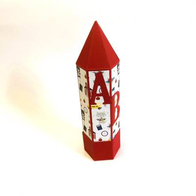 Geschenkverpackung Buntstift: Handgemachte Geschenkbox aus Karton zur Einschulung (6,2 x 22 cm)