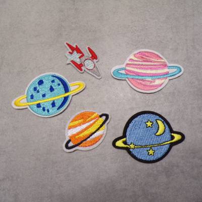 Weltall Patch Set – 5 Aufbügler Rakete & Planeten für Kinder, Schulanfang & DIY