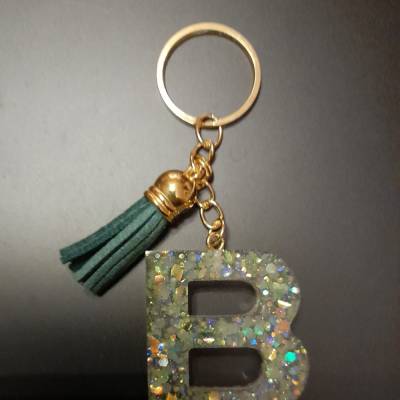 Buchstaben Schlüsselanhänger aus Resin mit Glitter Höhe 4cm - handmade