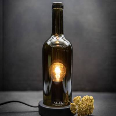 TischLampe KLASSIK – Upcycling Weinlicht & WINDLICHT aus echter Weinflasche