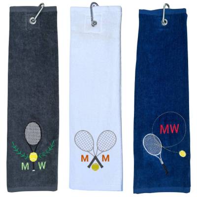 Tennishandtuch personalisiert mit Monogramm & Motiv | Handtuch bestickt | Sporthandtuch 40x50 cm
