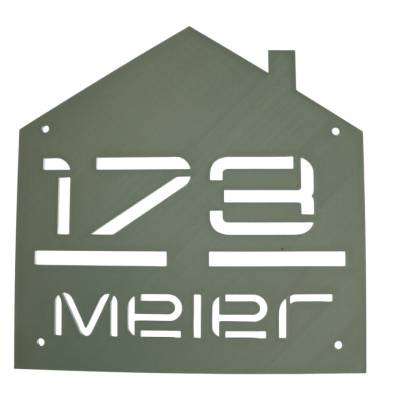 individuelle Hausnummer, Hausnummernschild, mit Namen personalisierbar, Schrift ausgeschnitten, Farbauswahl