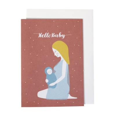Klappkarte zur Geburt Mutter und Baby - Hello Baby