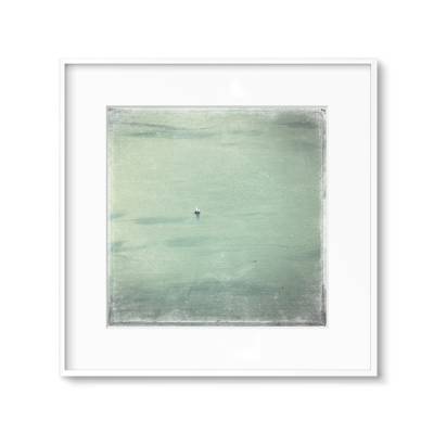 Kunstdruck Wasser Segelschiff See mint minimalistisch Wandbild modern Vogelperspektive, maritim Deko Druck 