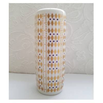 Vintage Hutschenreuther Porzellan Vase 9608 Seltenes Teil aus den 50-60er Jahren zylindrische Form in weiss Gold