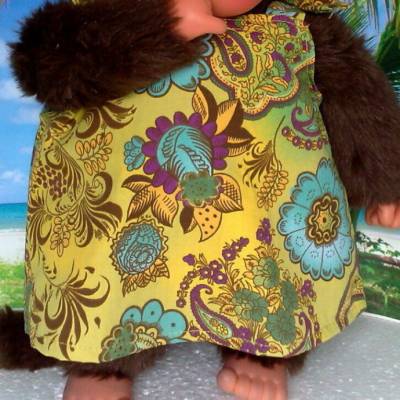 Äffchenkleidung Kleid Paisleymuster Gelb passend für Äffchen Bärchen 45 cm Neu