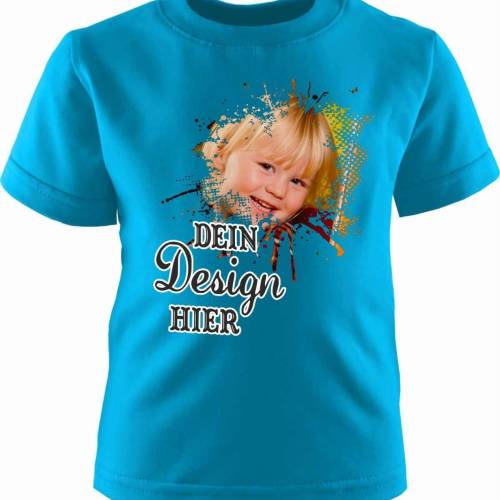 Baby & Kinder Kurzarm T-Shirt basic personalisiert mit deinem Wunschmotiv, individuell bedruckt mit Text, Logo, Foto