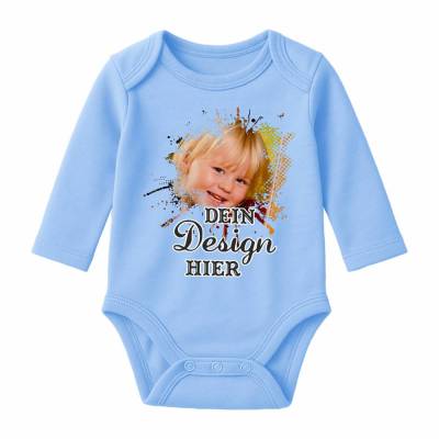 Baby Body langarm personalisiert mit deinem Wunschmotiv, individuell bedruckt mit Text, Logo, Foto