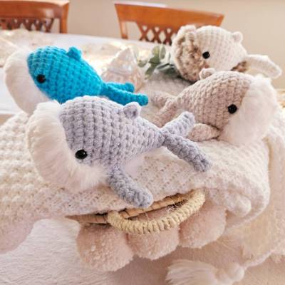 Wal Kuscheltier handgemacht | Walfisch Plüschtier gehäkelt mit flauschigem Bauch | Boho Kinderzimmer- Deko maritim 