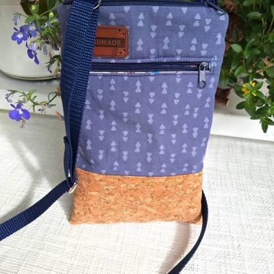 Schultertasche Crossbodytasche Damen Handtasche Korkstoff und Baumwolle