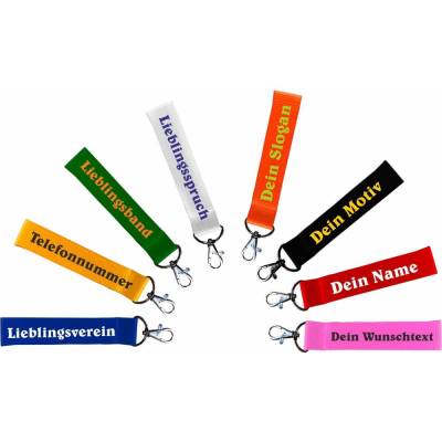 kurzes Schüsselband 25 mm personalisiert mit Wunschtext, individuell bedruckt mit Text, Logo, Foto
