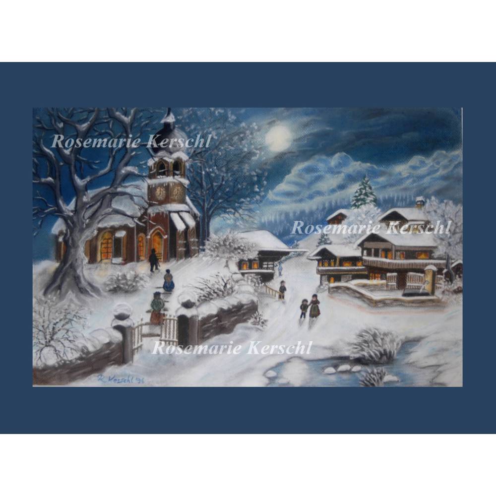 Pastellkreidebild *Winter Nostalgie* Pastellkreidebild handgemalt 35 x 50 cm in Querformat kein Druck Bild 4
