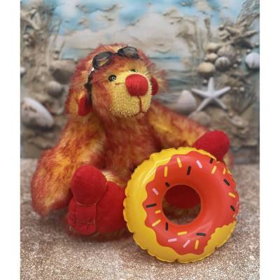 Bärino Bär Rudi 16 cm – handgefertigter Sammlerbär aus Mohair mit Schwimmreifen
