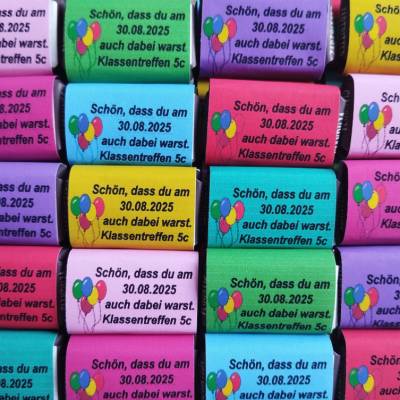 kleine Geschenke bei einem Klassentreffen 20 Schokitäfelchen