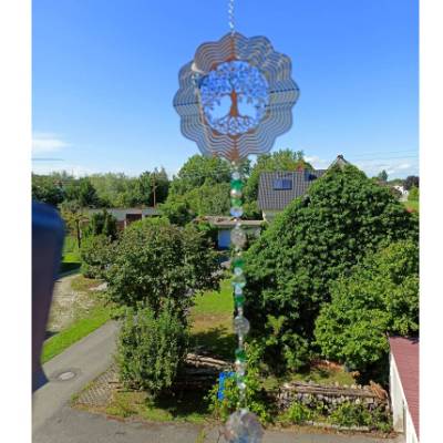 Windspiel mit Suncatcher, Lebensbaum, grün/klar mit Prisma