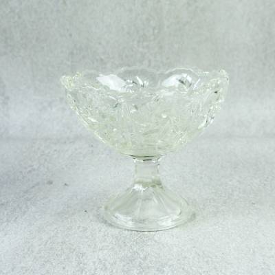 Vintage Glasschale auf Standfuß aus Kristallglas mit Schleuderstern – Pokal, 10 cm hoch, 11 cm Durchmesser