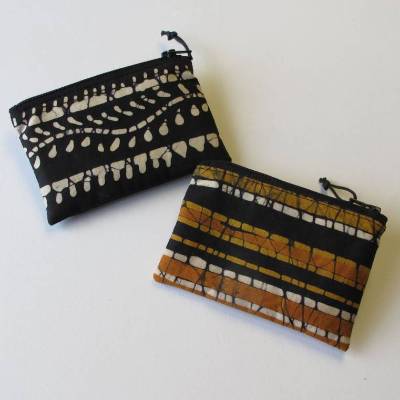 Visitenkartenetui afrikanische Batik auf Baumwolle Universaltäschchen Mini-Geldbeutel Kleingeldbörse
