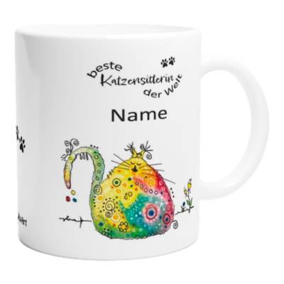 Personalisierte Tasse Beste Katzensitterin mit Namen & Katzenmotiv – Geschenkidee für Katzenliebhaber
