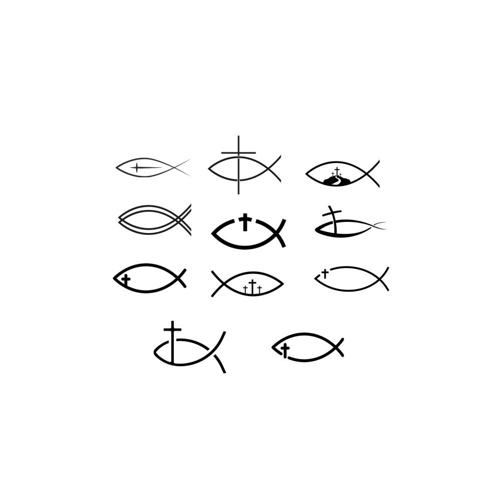 Christlicher Fisch Bundle PNG SVG Datei - Download Datei Plotterdatei - svg png Datei - Geschenkidee - Kirche  Religiös Bild 1