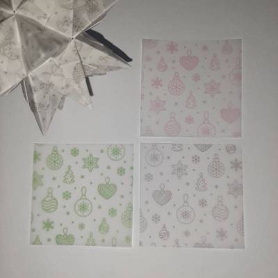 Transparentpapier Christbaumkugeln (klein) – Quadratische Faltblätter für Bascetta & Teebeutelsterne