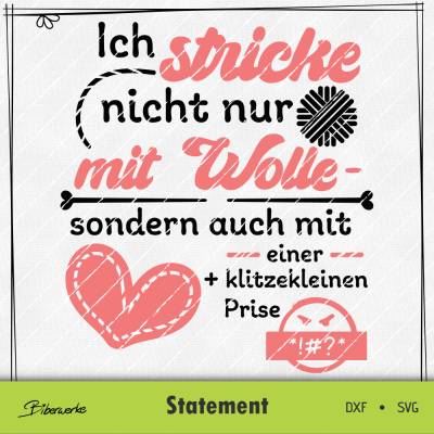Plotterdatei Ich häkle nicht nur mit Wolle | SVG + DXF Strick-Spruch Plotterdatei - Humorvoll & handmade