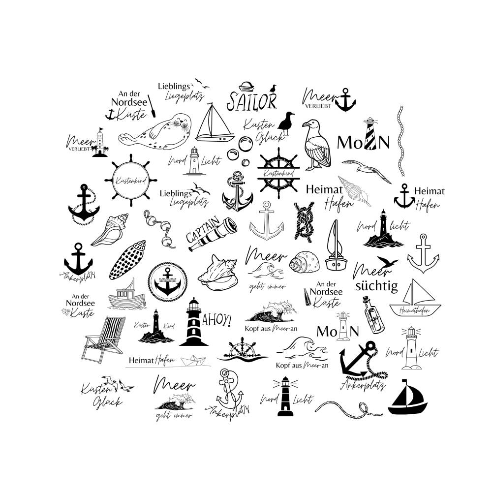 German Nautical Bundle PNG SVG Datei - Nordsee Ostsee Meer Sprüche - Download Plotterdatei Plotter File - Schiff Moin Bild 2
