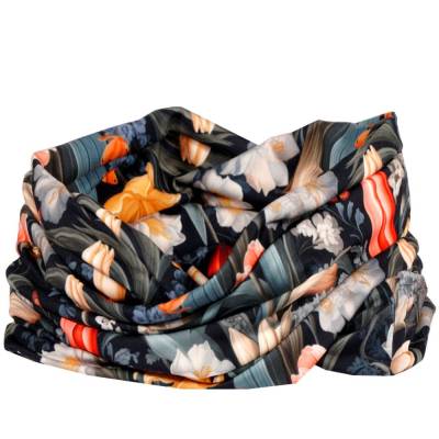 Loop Schal Frühling – Single Jersey mit Elastan, Blumenmuster, handgenäht