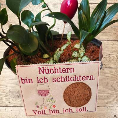 Stickdatei Wein  Mug Rug – In the Hoop Untersetzer Set 2565c | Design-by-Jasmina