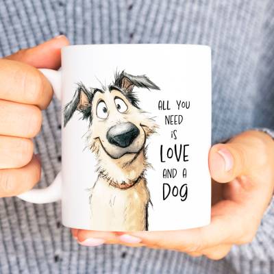 Tasse 'All you need is Love and a Dog' - Kaffeetasse Bürotasse - tolle Geschenkidee für Hundel