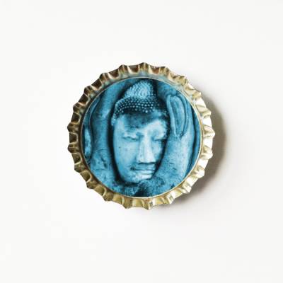 Kronkorken-Magnet mit einem kleinen Budda - handgemacht & upcycling