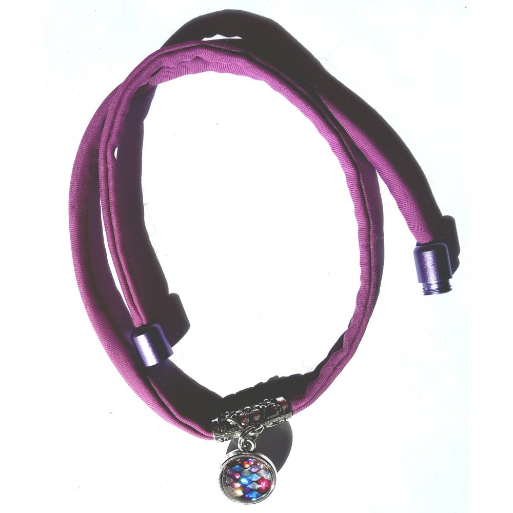 Kropfband Choker Fuchsia 42cm – Dirndlkette mit Glitzer Kugel & Altsilber Anhänger Bild 4