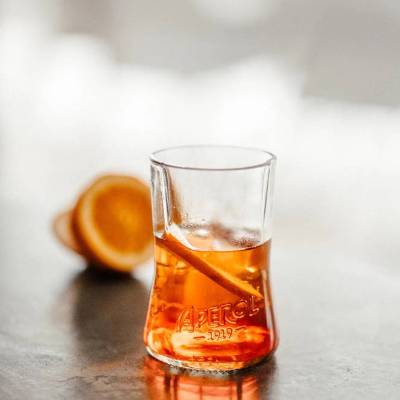 Glas für deinen Aperitif - aus der 0,7l Aperol Flasche, handgefertigt bei Aschaffenburg - Upcycling - 1 Stück