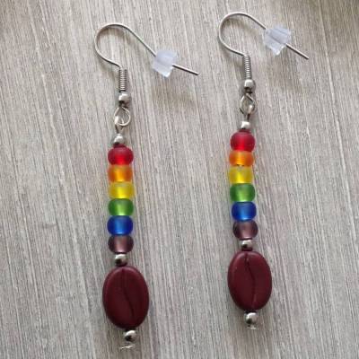 Ohrhänger 'Kaffeebohne' – Schmuck für Kaffeeliebhaber - aus Glasperlen und Edelstahl
